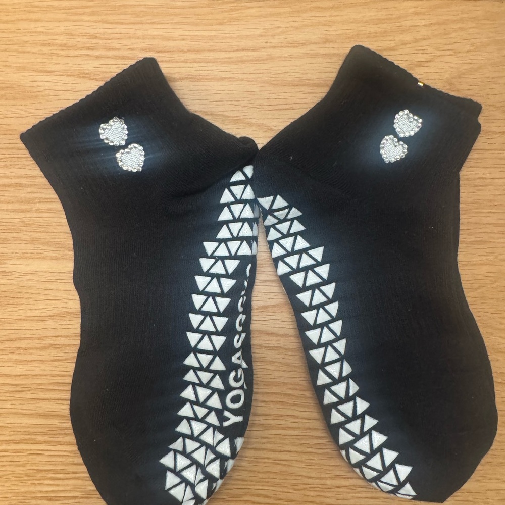 Black Rhinestone Heart Non-Slip Socks